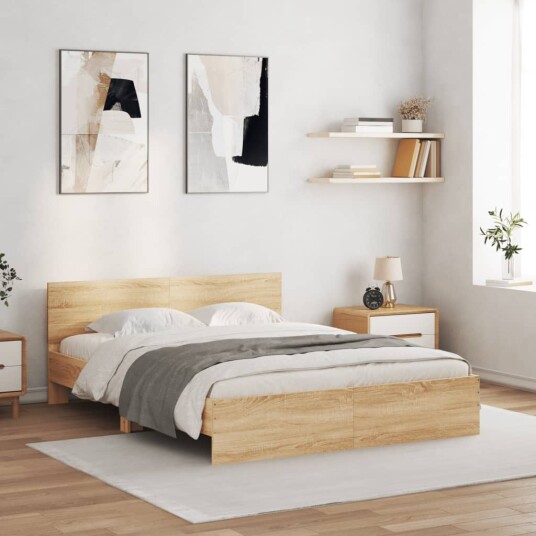vidaXL Sengeramme med hodegavl sonoma eik 140x200 cm 8721012247024 vidaXL Sengeramme med hodegavl sonoma eik 140x200 cm 8721012247024