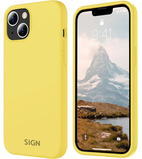 SiGN Liquid Silikon deksel for iPhone 15 Gul