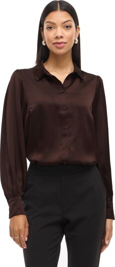 Vila Vienna Ravenna L/S Balloon Shirt Noos Brown 44