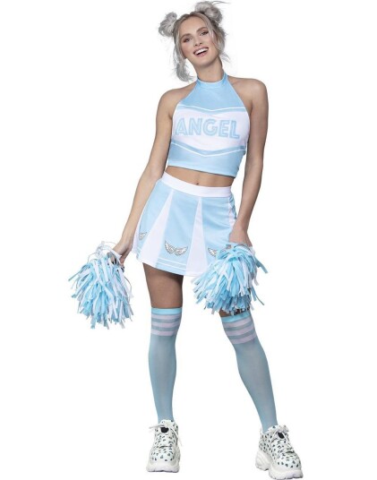 Angel Blått og Hvitt Cheerleaderkostyme til Dame Medium