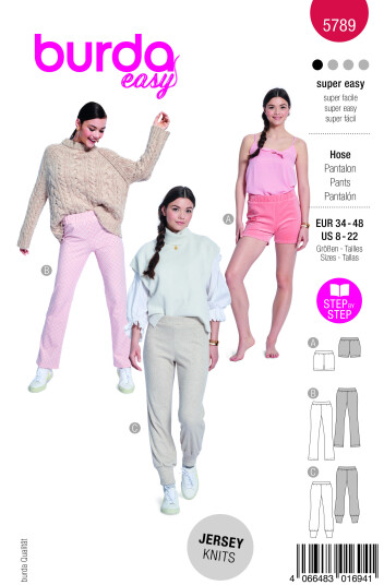 Burda 5789 - Bukse & Shorts EUR: 34-48 US: 8-22 Burda 5789 - Bukse & Shorts EUR: 34-48 US: 8-22