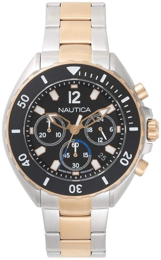 Nautica Herreklokke NAPNWP006 Newport Sort/Rose gulltonet stål Ø47