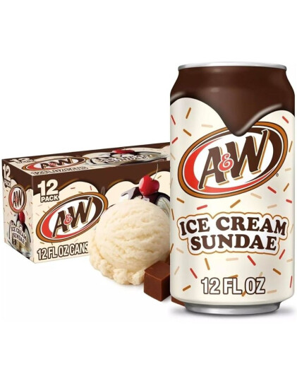 12 stk A&W Ice Cream Sundae   Koffeinfri 355 ml Limited Edition USA Import   Helt Brett