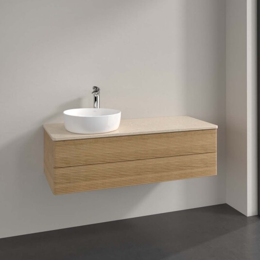 Villeroy & Boch Antao Servantskap med 2 skuffer 120x50x36 cm m/lys Eik/Crème Villeroy & Boch Antao Servantskap med 2 skuffer 120x50x36 cm m/lys Eik/Crème