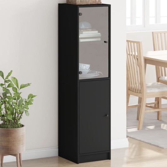 vidaXL Highboard med glassdører svart 35x37x142 cm