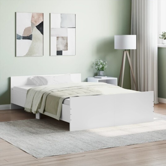 vidaXL Sengeramme med hode- og fotgavl hvit 120x190 cm 8721012157316