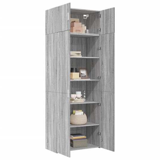 Oppbevaringsskap grå sonoma 80x42,5x225 cm konstruert tre