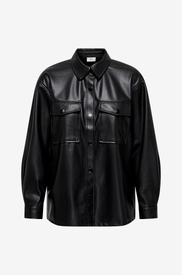 JDY - Skjorte jdyAlaia L/S Faux Leather Shirt - Svart