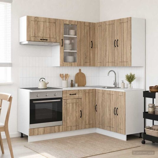 vidaXL Kjøkken enhet LUCCA 8 pcs Sonoma eik Konstruert tre