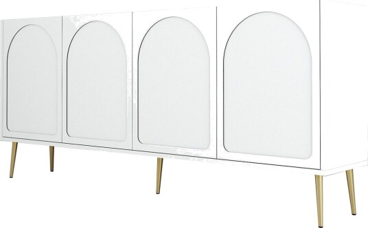 Hazim Konsollbord 180 cm - Hvit/Gull