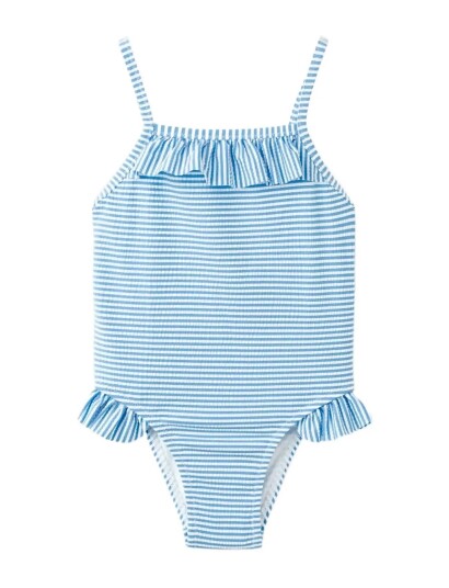 Mango Ruffled Striped Swimsuit Blue 18 24M Mango Ruffled Striped Swimsuit Blue 18 24M