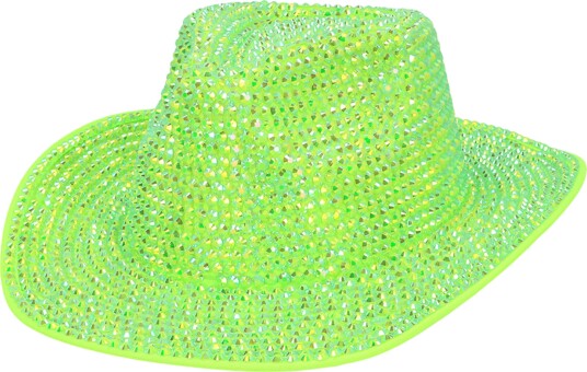 Boland Party Partners Cowboyhatt med Strass UV Neongrønn One size 04551
