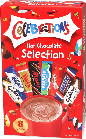 Mars | Celebrations Varm sjokolade sortiment 8 poser instant varm sjokolade