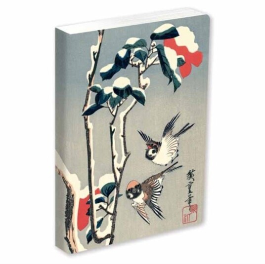 Journal Sparrows and Camellia in Snow by Hiroshige Lined PB
