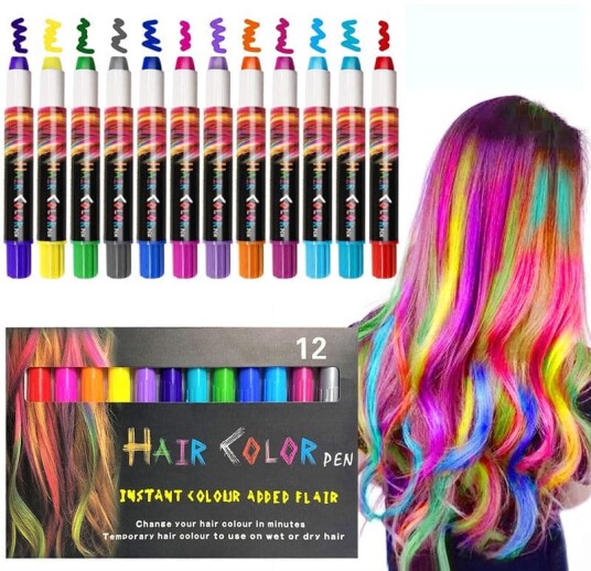 Hair Crayon Hair Chalk Color Pen 12 farger