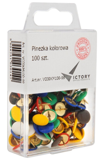 Victory Office Produkt Victory Office Pins Blanding Av Farger 100 Stk. Hengende Plastbeholder