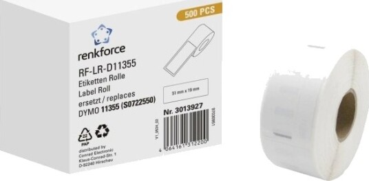 Renkforce Rf 6027854 Hvit Selvklebende Skriveretikett Kontinuerlig Etikett Rull Papir Direkte Termisk Renkforce Rf 6027854 Hvit Selvklebende Skriveretikett Kontinuerlig Etikett Rull Papir Direkte Termisk