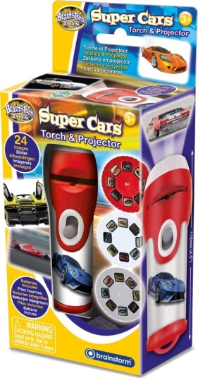 Brainstorm Super Cars Lommelykt med bilprosjektor - 3+ ??r