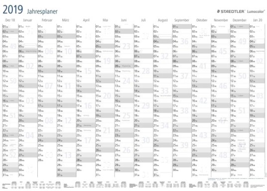 Staedtler Lumocolor Year Planner 641 Yp Sort Hvit Plast 1 Sider 600 Mm 840 Mm