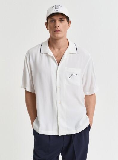 GANT Rel Viscose Ss Shirt White XXXL