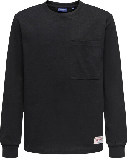 ONLY & SONS Osjmackey Reg Ls Logo Tee Jrs Black 110 116