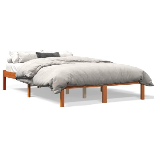 vidaXL Sengeramme brun 135x190 cm heltre furu 8721012406612