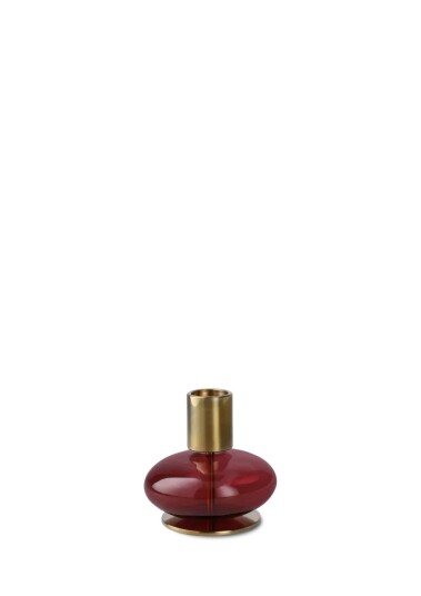Holmegaard Bubble Lysestake 8 cm Bordeaux Munnblåst Glass