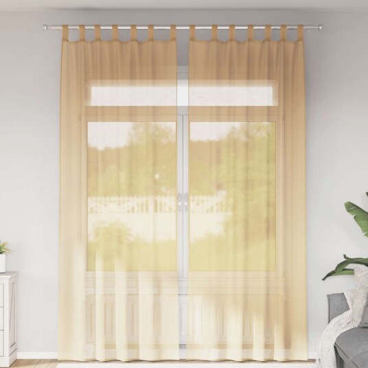 Voilegardiner med hemper 2 stk sand 140x260 cm 8721158553263