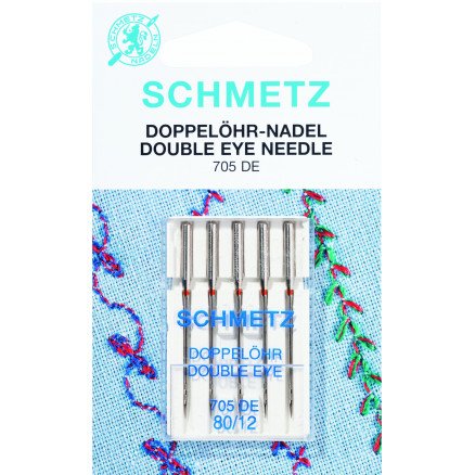 Schmetz Symaskinnåler Dobbelt Nåleøye 705DE Str 80 5 stk