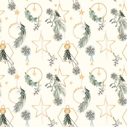 Balsløw Bomullspoplin Stoff 145cm 051 Beige med juleoppheng