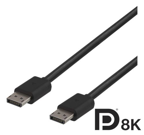 Deltaco 2m DisplayPort Kabel 8K 60Hz Svart DP 1.4