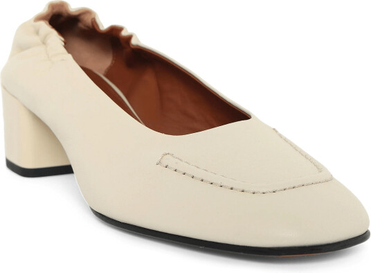Maison Kitsune Leather Low Heel Pump Cream 39
