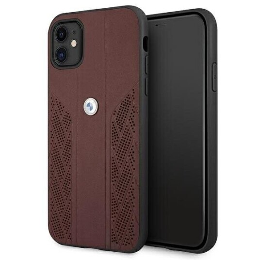 BMW Curve Perforert Lærdeksel til iPhone 11/XR - Rød