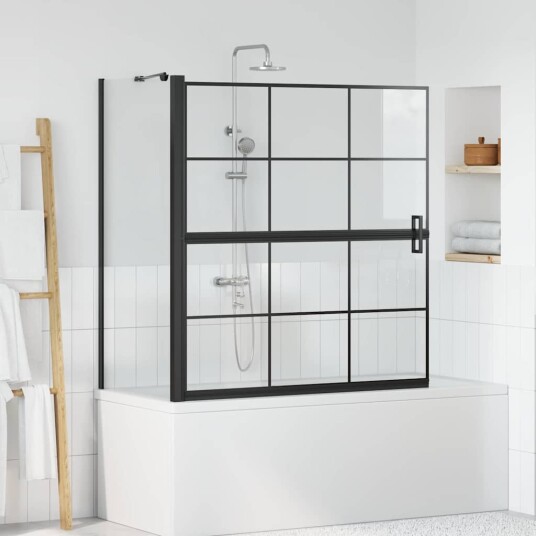 Bade dusjvegg Svart og gjennomsiktig 116 x 68 x 128 cm