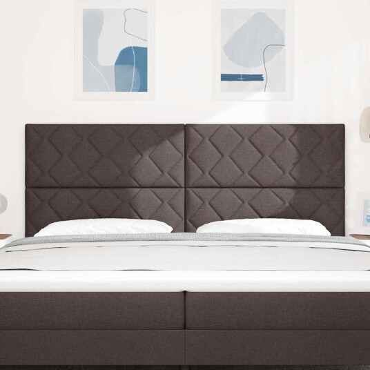 Sengegavl Diamant Blokk Design Mørk Brun 200 cm Stoff
