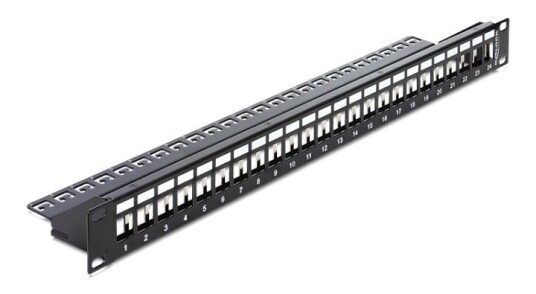 Delock 19" 24-Port Keystone Patchpanel Svart for Rackmontering
