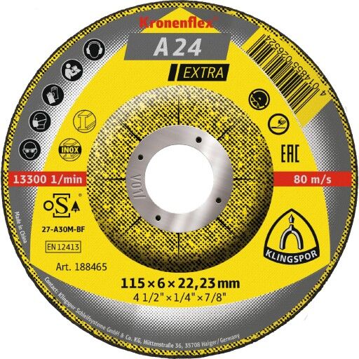 10 stk Klingspor slipeskive A 24 Extra, for metall, 115 x 6 mm, Fortsettelse 10 stk Klingspor slipeskive A 24 Extra, for metall, 115 x 6 mm, Fortsettelse