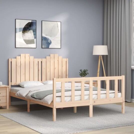 vidaXL Sengeramme med hodegavl 140x200 cm heltre 8720845974664