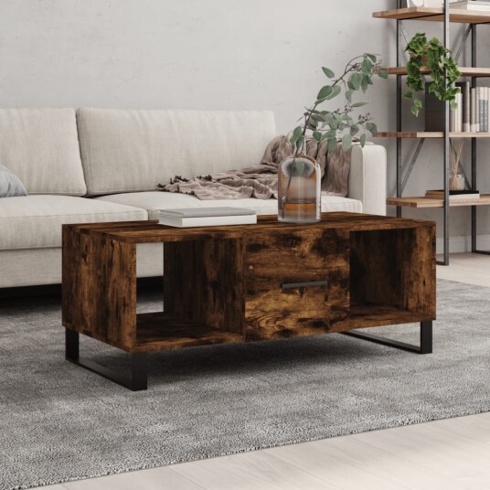 Salongbord røkt eik 102x50x40 cm konstruert tre 8720845427900