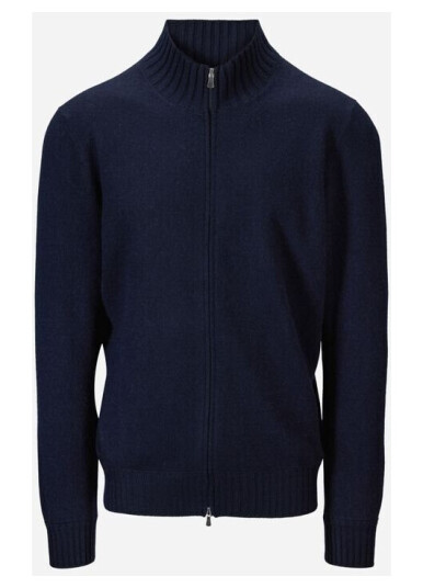 Full Zip Jacket Felted Cashmere Navy