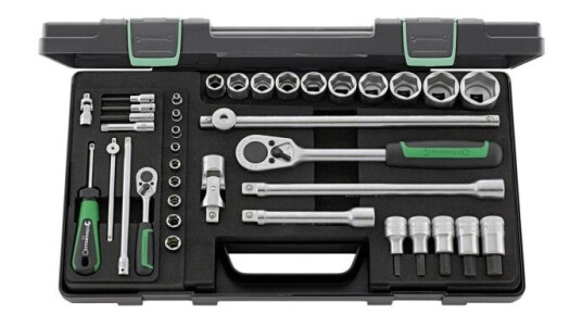 Stahlwille Pipenøkkelsett 1/4+1/2 Tommer 38 Deler 4-30 Mm 6Kt Spakbryterknapp 22/36Z Stahlwille (96011160)