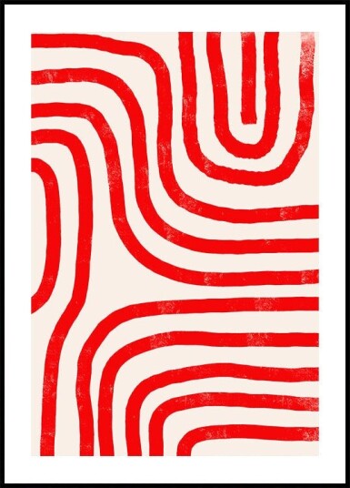 Red Modern Lines Plakat Plakat / 50x70cm