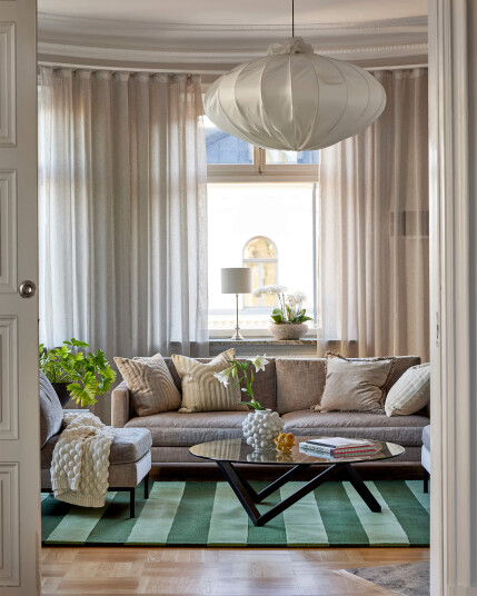 Stripe Boucle teppe grønn