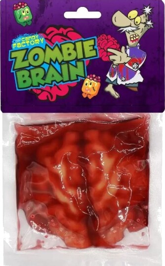 Zombie Brain   Vingummi og Flytende Godteri med Jordbærsmak 120 gram