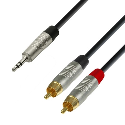 Y-delt kabel 3,5 mm stereo minijack for 2x phono