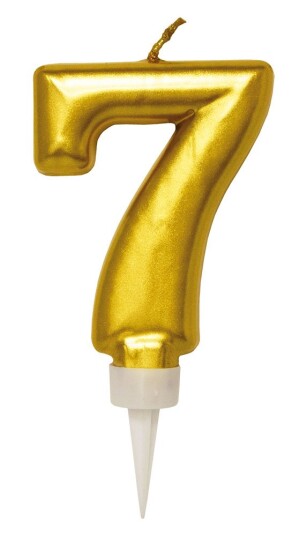 Bursdagslys Gull 8 cm - Tallet 7