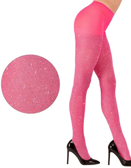 Strømpebukse med Glitter Neon Rosa Strømpebukse med Glitter Neon Rosa