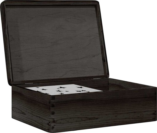 Trekasse med lokk svart 40x30x13 cm heltre furu Trekasse med lokk svart 40x30x13 cm heltre furu