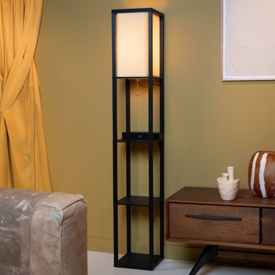 Lucide Gulvlampe Menno, Sort, Stue / spisestue, Tre