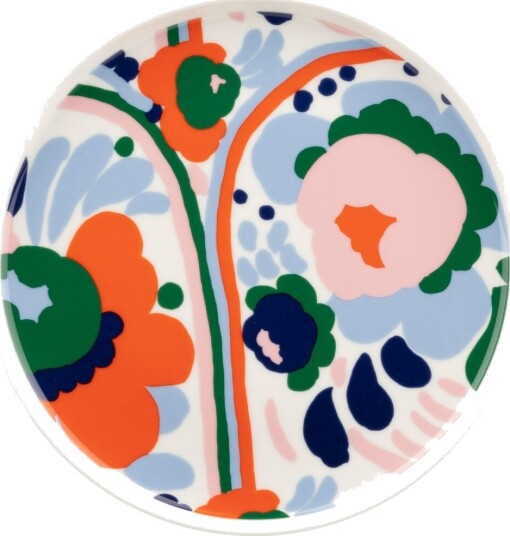 Marimekko Karuselli tallerken Ø20 cm White d blue orange light pink